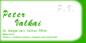 peter valkai business card